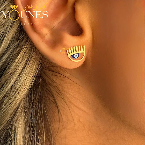 گوشواره طلا میخی کیارا چشم نظر